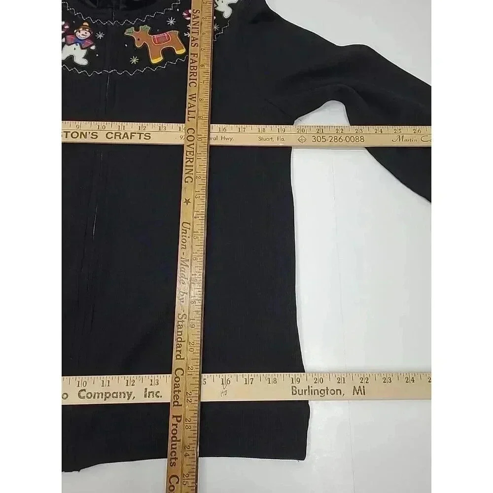 Vintage Planet & Company Christmas Sweater Women's Size Med Full Zip Embroidered - Picture 4 of 8